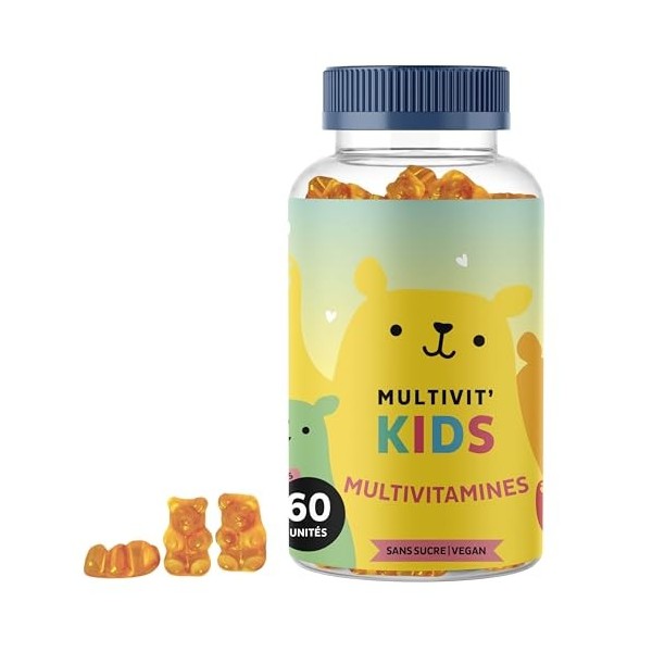 Gummies Multivitamines Enfants Dès 4 ans, Multivit Kids – Soutien Défenses Immunitaires – Vitamines B12, C, D, E, Zinc et Io ...