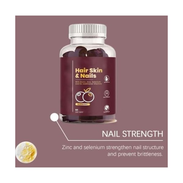 Vitamines pour cheveux, peau et ongles | Favorise la force des cheveux, de la peau et des ongles | Pour tous,3Pcs Multi-vitam...