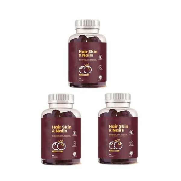 Vitamines pour cheveux, peau et ongles | Favorise la force des cheveux, de la peau et des ongles | Pour tous,3Pcs Multi-vitam...