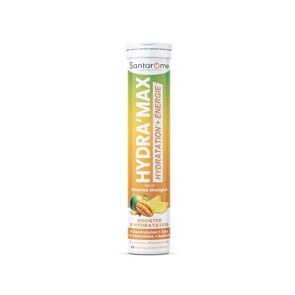 Santarome - HydraMax Menthe Citron - Pastilles d’Hydratation – Hydratation & Énergie – Électrolytes + Vitamines – Goût Menth ...