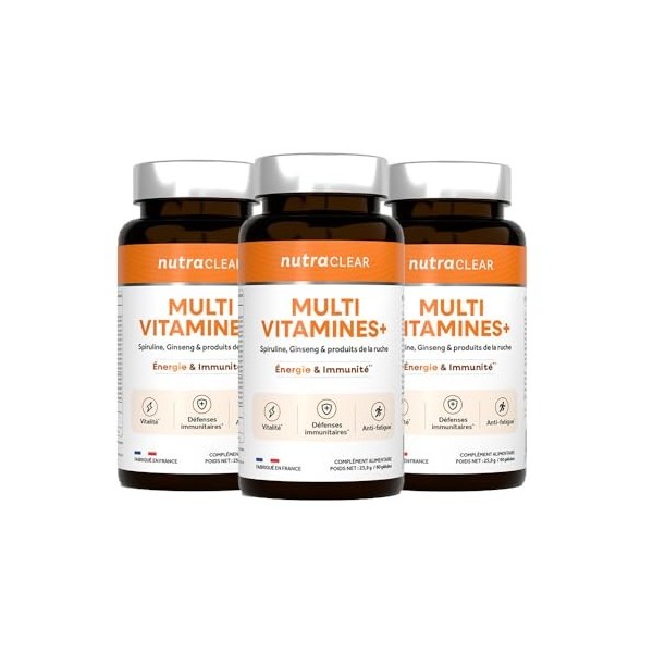 Nutraclear | Cure de 3 mois Multivitamines | 22 actifs : vitamines, minéraux, plantes et produits de la ruche
