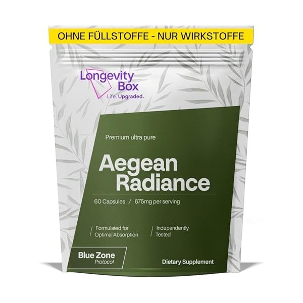 Longevity Box Aegean Radiance – Formule Blue Zone à base de diosmine, lutéoline, apigénine et hespéridine, 60 gélules pour fa