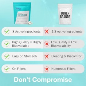 Longevity Box Senolytic 8, 120 gélules, complexe de 8 ingrédients dont fisétine, quercétine, NAC et tocotriénols, 99 % pur, p