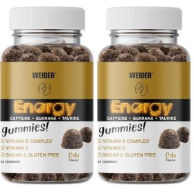Weider Energy Caffeine Gummies 80 Gommes Goût Cola. Gommes de Caféine avec Guarana, Taurine, Vitamine B et C. Sans sucres. M...