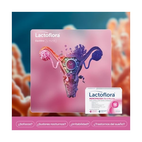 Lactoflora Ménopause jour et nuit, contrôle des bouffées de chaleur et du sommeil, formule avec cimicifuge, probiotiques et m...