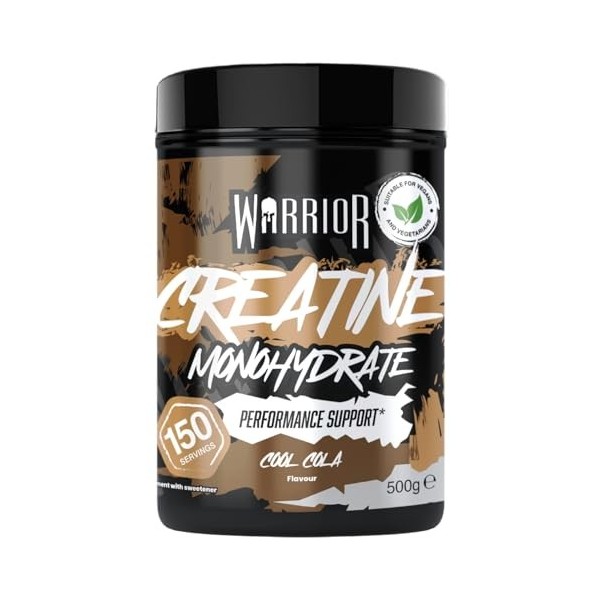 Warrior Créatine Monohydrate Poudre Micronisée – Supplément Sportif pour Musculation, Force et Récupération – 500 g, Portion 