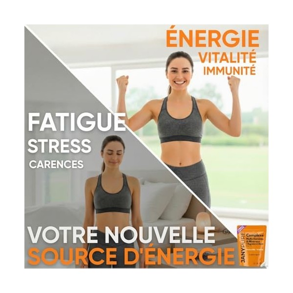 Complexe Multivitamines et Minéraux 15 Actifs Formule Complète Magnésium et Silicium - Cure 1 Mois Énergie Immunité Vitamines