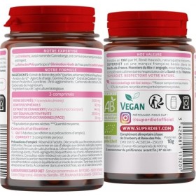 SUPERDIET – CRANBERRY REINES DES PRES BIO – Confort urinaire – Fabrication française – 45 comprimés