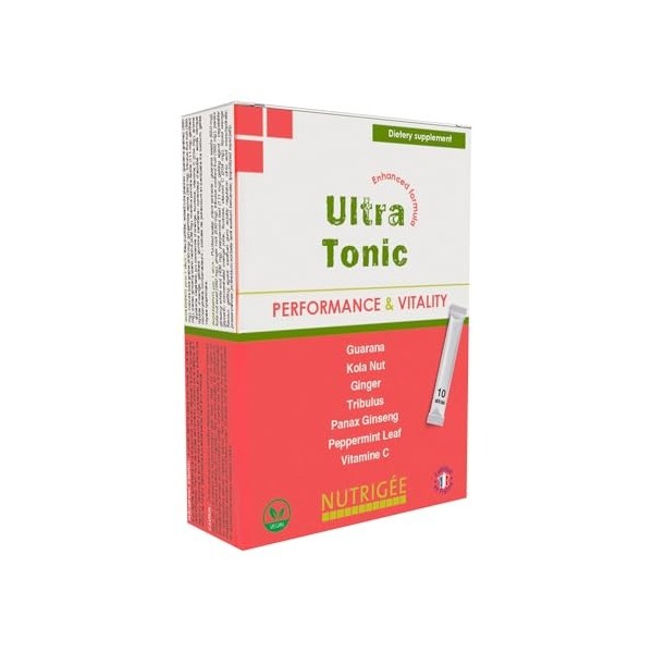 NUTRIGÉE - Ultra Tonic- Performance et Vitalité - Formule renforcée - Vitamines et Plantes - 10 sticks - Programme de 10 Jour...
