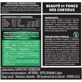 HERBESAN - BEAUTÉ & FORCE DES CHEVEUX - Brillance, Éclat et Résistance - 8 actifs à laction ciblée et complète dont Kératine