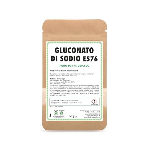 Gluconate de sodium alimentaire pur USP,FCC - 50g