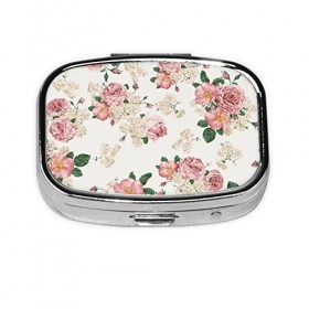 Boîte à pilules carrée en forme de rose avec feuilles - Pour huile de foie de morue, huile de foie de morue, vitamines