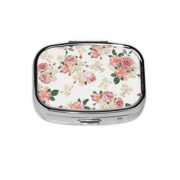 Boîte à pilules carrée en forme de rose avec feuilles - Pour huile de foie de morue, huile de foie de morue, vitamines