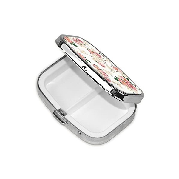 Boîte à pilules carrée en forme de rose avec feuilles - Pour huile de foie de morue, huile de foie de morue, vitamines