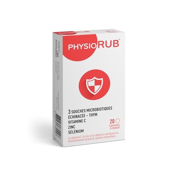 PHYSIORUB - Comprimés à Croquer Défense Immunitaire Adulte & Gorge - Postbiotiques Tyndallisés - Échinacée Thym - Vitamine Im