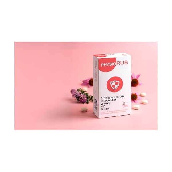 PHYSIORUB - Comprimés à Croquer Défense Immunitaire Adulte & Gorge - Postbiotiques Tyndallisés - Échinacée Thym - Vitamine Im