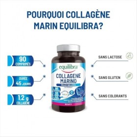 Equilibra, Naticol Collagène marin hydrolysé, 90 Comprimés, 1200 mg de Collagène par dose, 80 mg de Vitamine C par dose, Coll