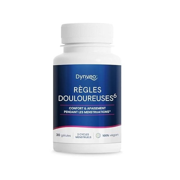Complexe Règles Douloureuses - 30 Gélules - Apaisement des crampes abdominales durant les menstruations - 6 actifs naturels 