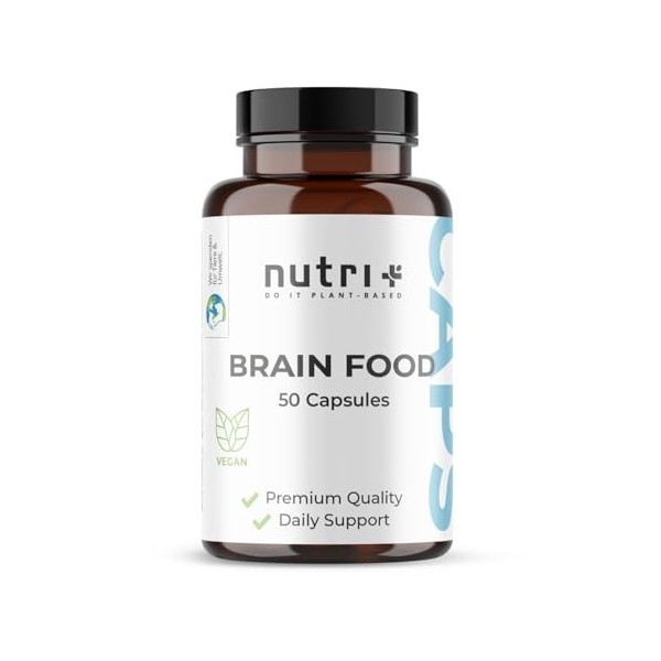 Nutri + Brainfood comprimés de concentration - Brain Booster 50 capsules - cerveau focus performance aide à lapprentissage v