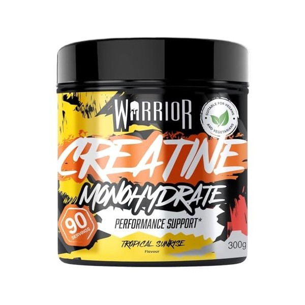 Warrior Créatine Monohydrate Poudre Micronisée – Supplément Sportif pour Musculation, Force et Récupération – 300 g, Portion 