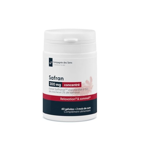 Safran Saffranat® – Extrait titré 7,5% crocines et 3% safranal – 30 mg par gélule – 60 gélules