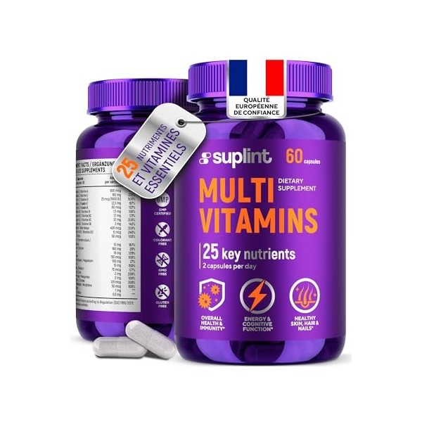 Supplément Multivitaminé | Complexe avec Vitamine A C D E K1 B, Zinc & Chrome | Pour Cheveux, Peau, Ongles et Apport Quotidie...