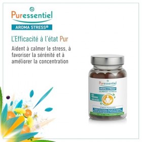 Puressentiel - Aroma Stress - Gummies Stress aux huiles essentielles bio - Extraits de Ginseng et Rhodiole Vitamines B3 et B1