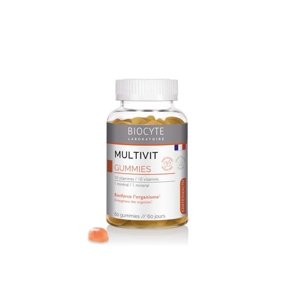 BIOCYTE Multivitamines Gummies Goût Citron - 10 Vitamines Dont Vitamine C & Vitamine D, Zinc - Fatigue, Immunité, Energie - P...