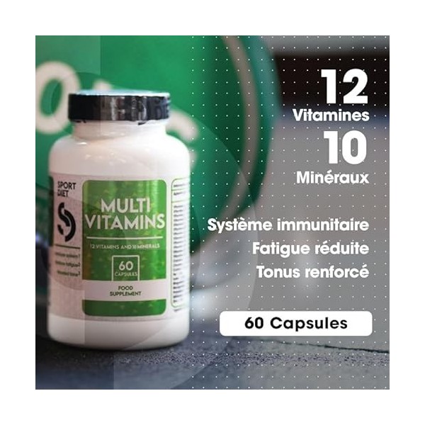 Multivitamines – Complexe 12 Vitamines, 8 Minéraux – Énergie, Immunité, Récupération – Réduction de la Fatigue, Protection Ce