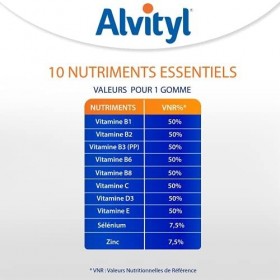 Alvityl - Gommes Vitalité - 8 vitamines et 2 minéraux – Saveurs naturelles de fruit - Dès 4 ans - 60 gommes Lot de 2 