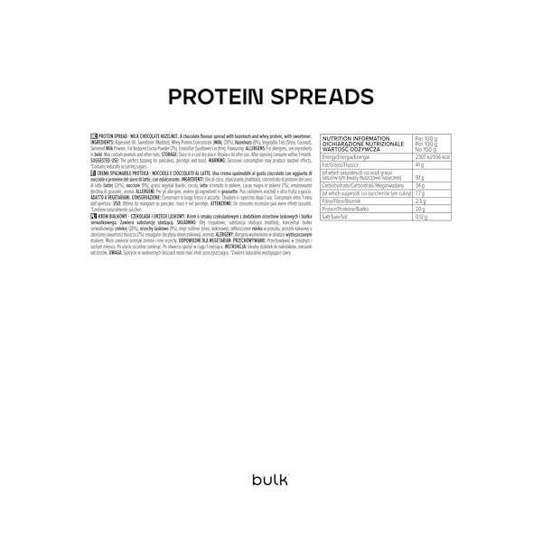 Bulk Pâtes à tartiner protéinées, Milk Chocolate Hazelnut-V2, 500 g