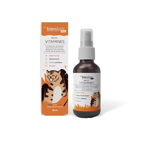 SPRAY MULTI-VITAMINES KIDS | Multivitamines, Minéraux et Nutriments pour les Enfants | Gout Naturel Orange | Vitamine A, B & ...