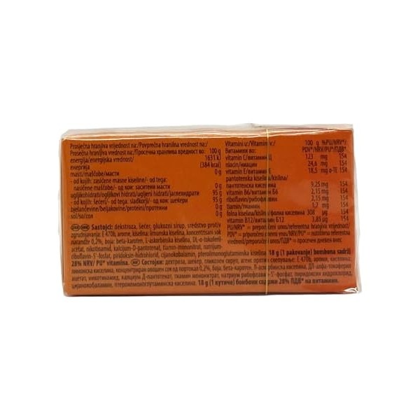 Cedevita Multivitamines Bonbons sains et sucrés avec 9 vitamines essentielles à la saveur dorange - Une poche pleine de vita