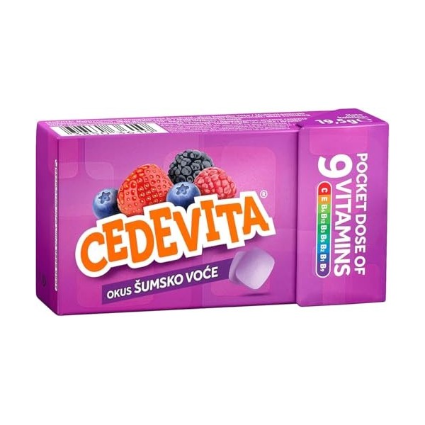 Cedevita Multivitamines Bonbons sains et sucrés avec 9 vitamines essentielles à saveur de fruits des bois - Une poche pleine 