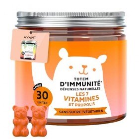 Totem dImmunité Défenses Naturelles – avec Vitamine D, E, C, Vitamine B6, B12, Niacine, Biotine, Extrait de Propolis – 30 Pi ...