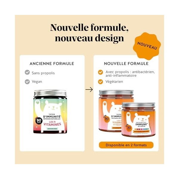 Totem dImmunité Défenses Naturelles – avec Vitamine D, E, C, Vitamine B6, B12, Niacine, Biotine, Extrait de Propolis – 30 Pi ...