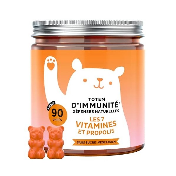 Totem dImmunité Défenses Naturelles – avec Vitamine D, E, C, Vitamine B6, B12, Niacine, Biotine, Extrait de Propolis – 30 Pi ...