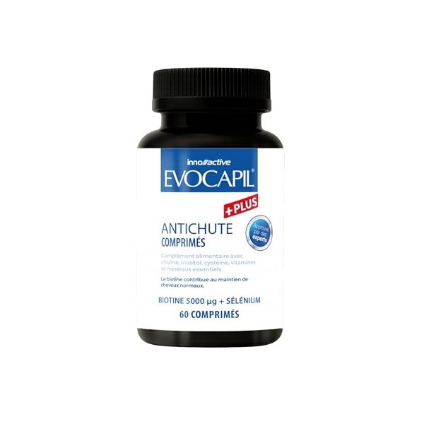 Evocapil Plus Vitamines Cheveux – 60 comprimés – Biotine 5000 µg, Soutien contre la chute des cheveux – Pour femmes & hommes 