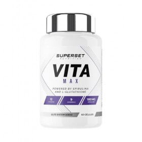 Superset Nutrition - Vita Max 60 Caps - 12 vitamines et 9 minéraux - Enrichi en Spiruline et L-glutathion