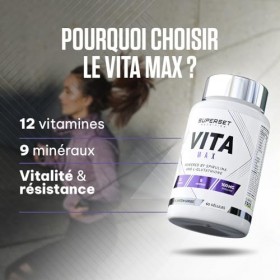 Superset Nutrition - Vita Max 60 Caps - 12 vitamines et 9 minéraux - Enrichi en Spiruline et L-glutathion