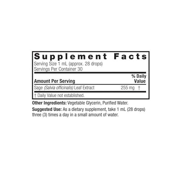 Naturals Answer Feuille de sauge 1000 mg, sans gluten, 30 ml