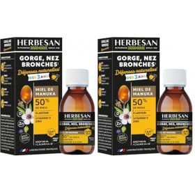 HERBESAN® - SIROP ENFANTS GORGE, NEZ & BRONCHES MANUKA IAA15+ MGO514+ - Défenses naturelles - Dès 3 ans- Fabrication França