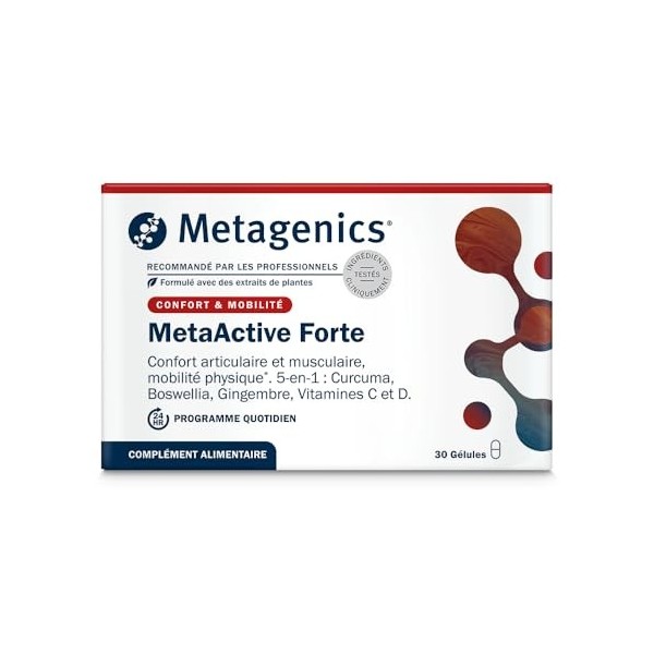 Metagenics - MetaActive Forte - Curcumine, Boswellia & Gingembre pour Articulations, Cartilage et Réponse Inflammatoire - 30 ...