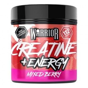 Warrior Créatine Monohydrate + Énergie 360 g – 80 Portions – Supplément Sportif pour Performance et Récupération Musculaire –