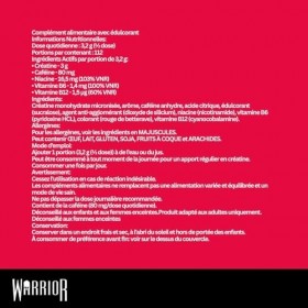 Warrior Créatine Monohydrate + Énergie 360 g – 80 Portions – Supplément Sportif pour Performance et Récupération Musculaire –