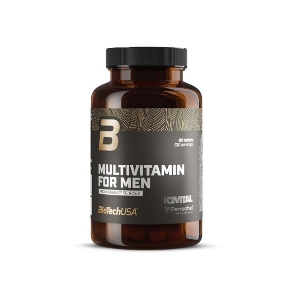BioTechUSA Multivitamin For Men from organic sources | 13 types de vitamines bioactives | 5 types de minéraux organiques | 4 