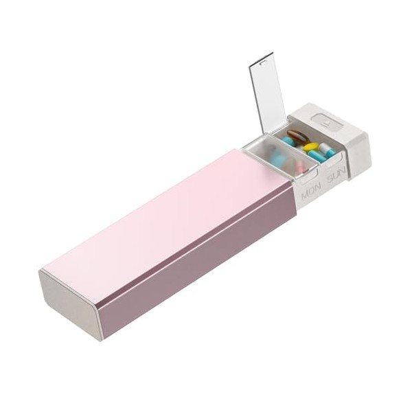 HEIYING Organisateur de Pilules pour 7 Jours – Coque en Aluminium, Compartiments pour une Semaine, Boîtier Métallique Portabl