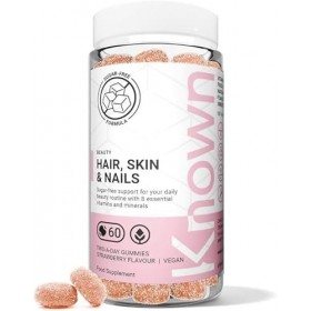 Known Tasty Gummies Sans Sucre pour Cheveux, Peau & Ongles – Multivitamines – 60 Gummies Véganes, Approvisionnement d’1 Mois
