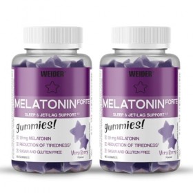 Weider Pack Duo Melatonin Forte Gummies 2x60 gommes Goût Fruits des Bois, 1,9 mg mélatonine/gomme, Aide contre les troubles M...