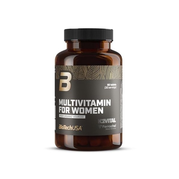 BioTechUSA Multivitamin For Women from organic source | 13 types de vitamines actives | 5 types doligo-éléments organiques |